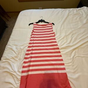 Joules Coral and White Striped Sleeveless Tank Dress